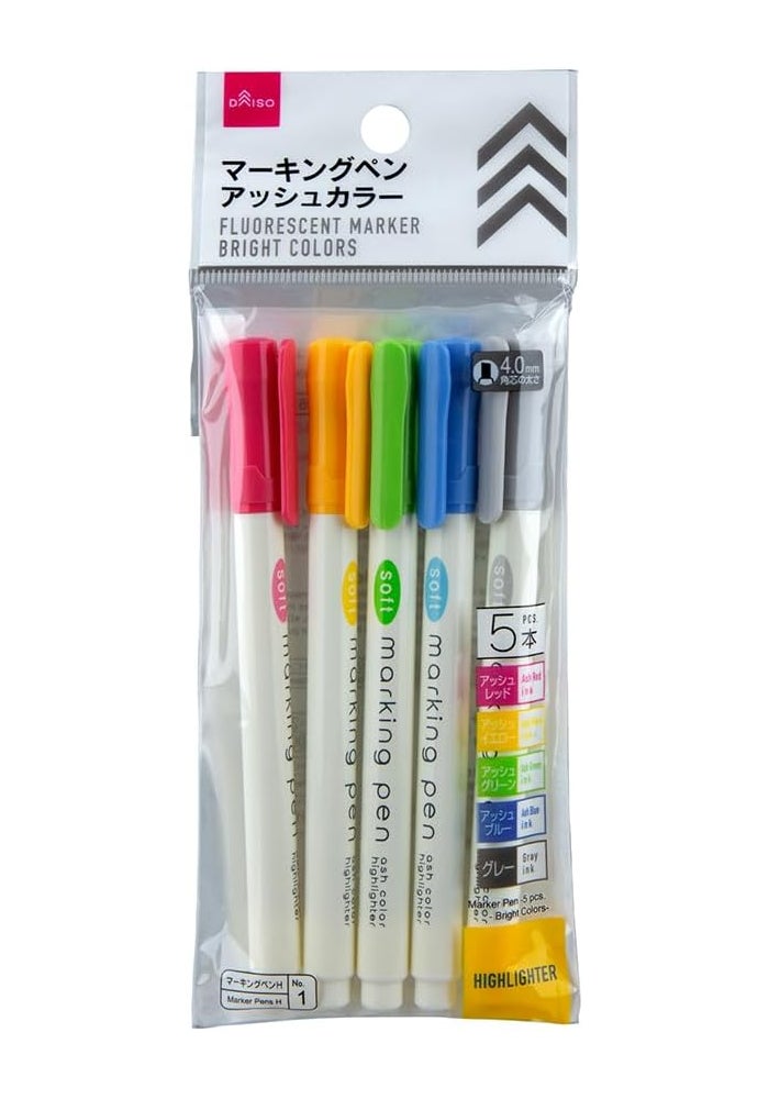 Daiso 5-Piece Multi-Color Marker Pen Set - Image 1